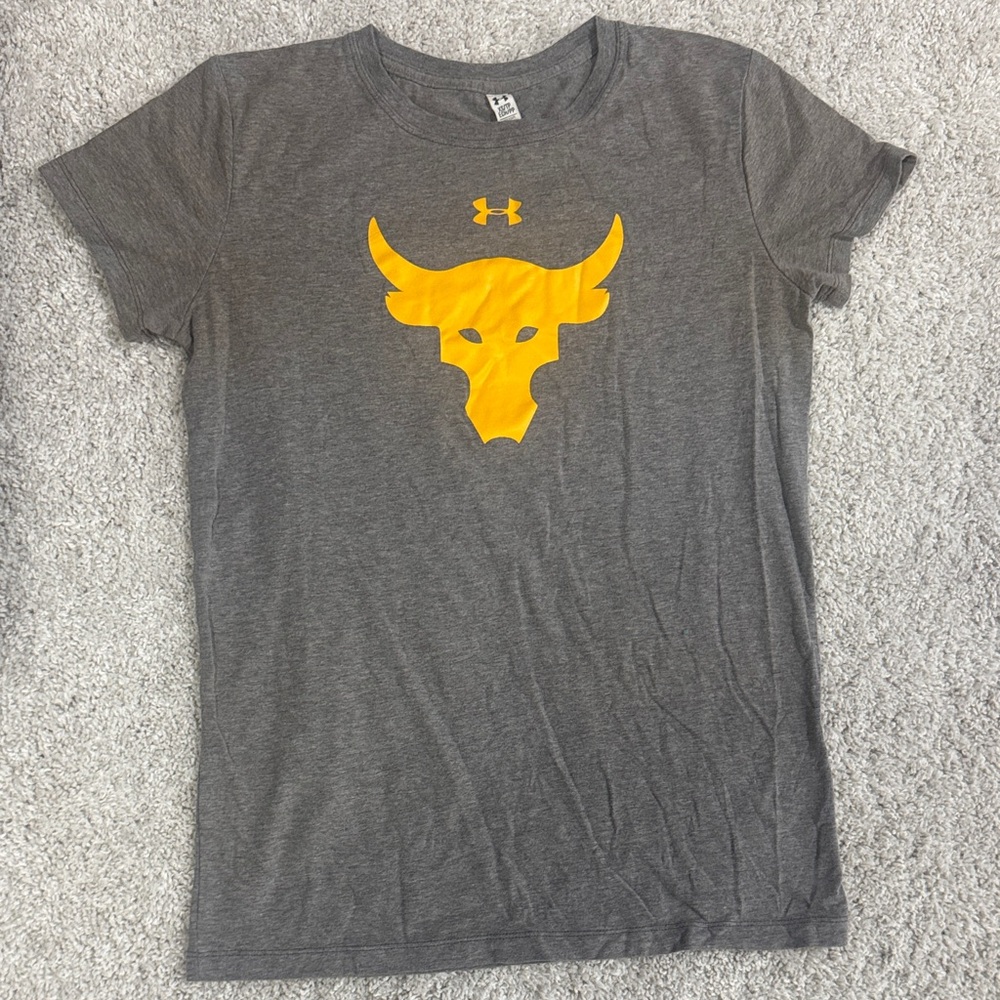 Under Armour Project Rock Tee with Gold Bull Logo